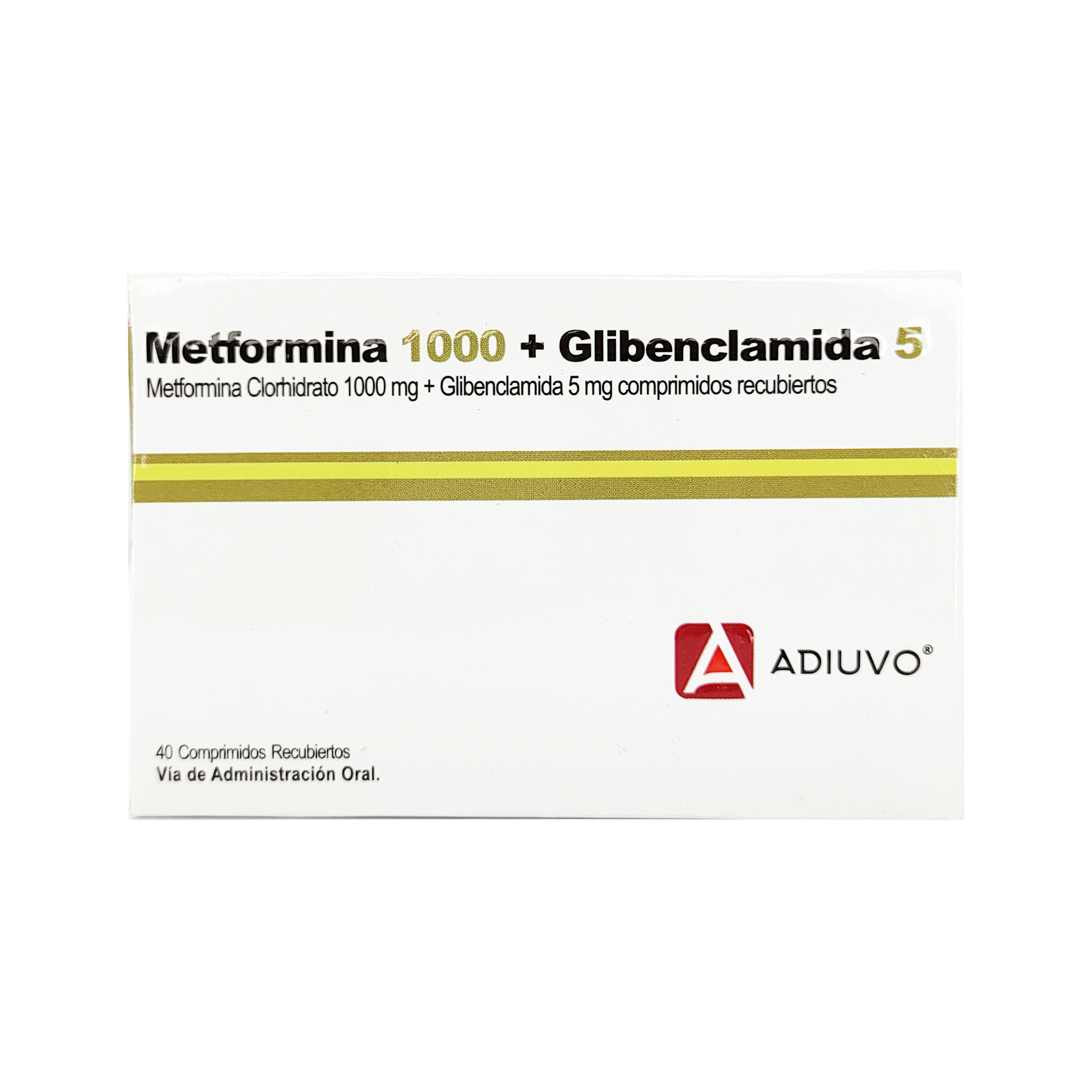 1679_Metformina Adiuvo 1000mg+Glibenclamida 5mg , 40 Comprimidos Recubiertos