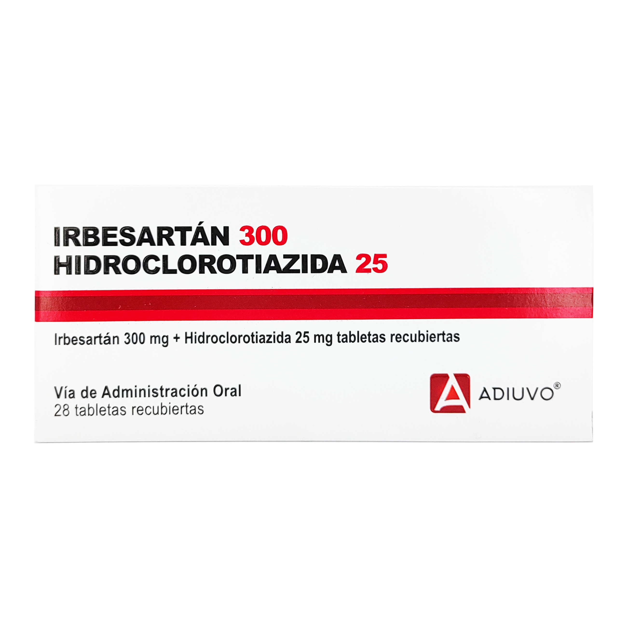 1706_Irbesartan + Hidroclorotiazida Adiuvo 300mg _25mg , 28 Tabletas Recubiertas